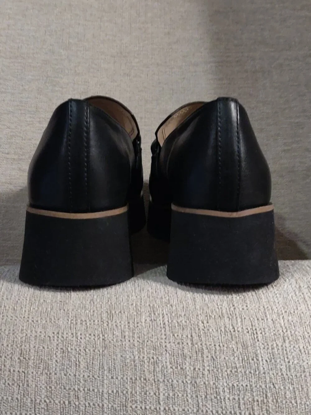 Naked Feet Privy Leather Platform Loafer In Black SIZE US 8